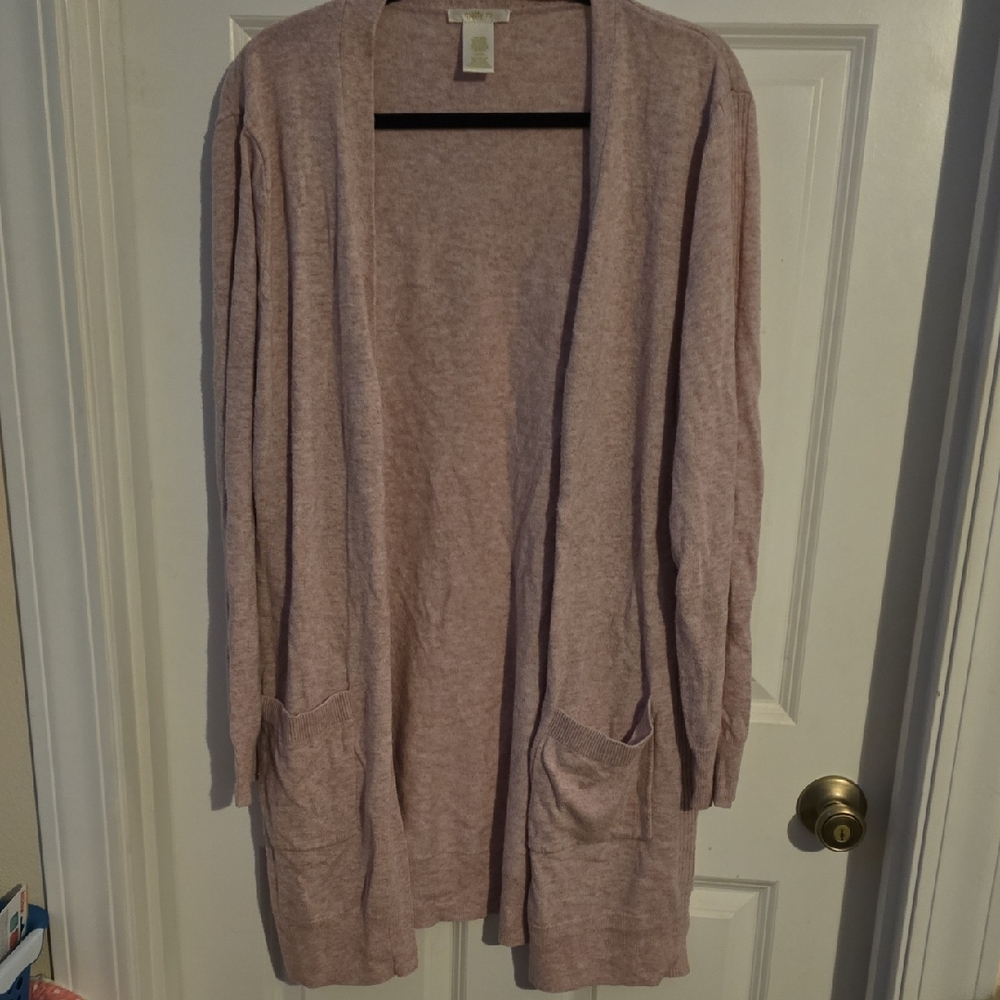Women's Pink Open Front Cardigan Sweater